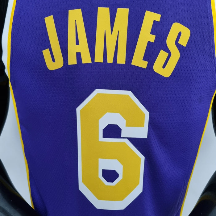 Camiseta de baloncesto de la NBA con el número 6 de Jordan de Los Angeles Lakers