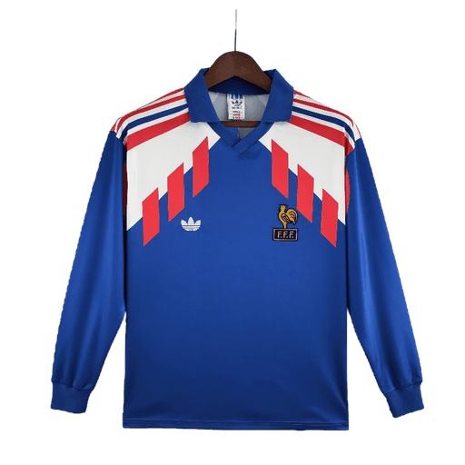 France Retro Long Sleeve 1988/90 Home - JERSEYS4ALL