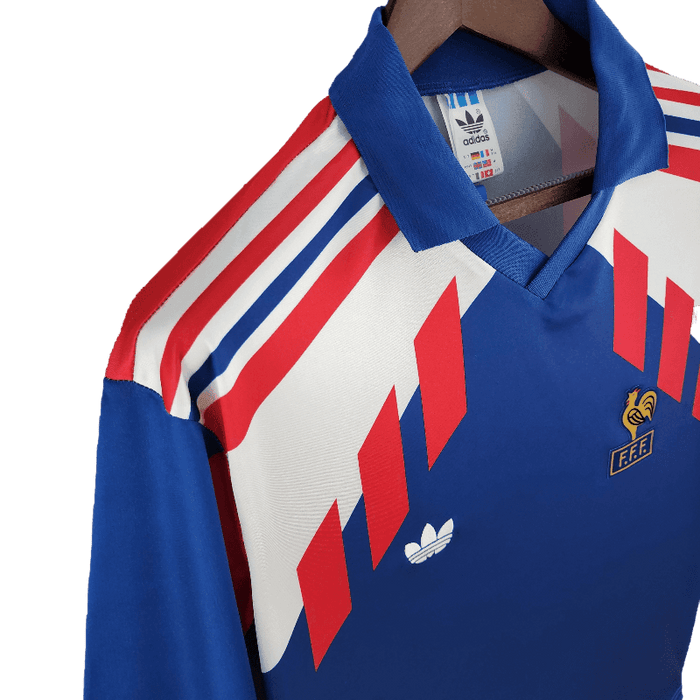 France Retro Long Sleeve 1988/90 Home - JERSEYS4ALL