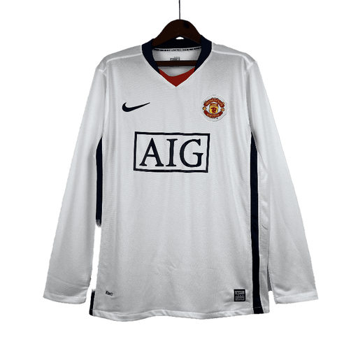 Manchester United Retro Long Sleeve 2007/08 White - JERSEYS4ALL