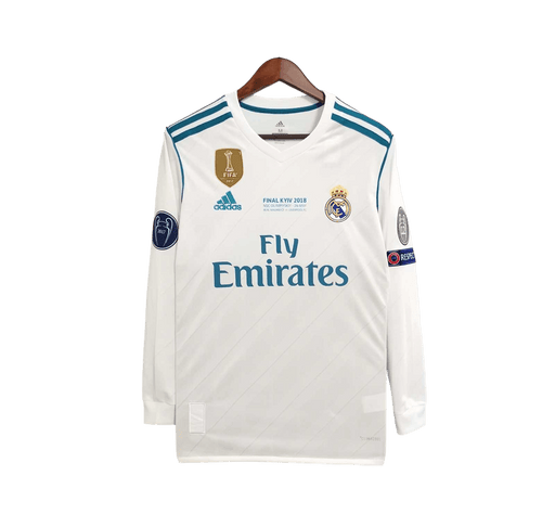 Real Madrid Retro 17/18 Long Sleeve Home - JERSEYS4ALL