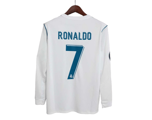 Real Madrid Retro 17/18 Long Sleeve Home - JERSEYS4ALL