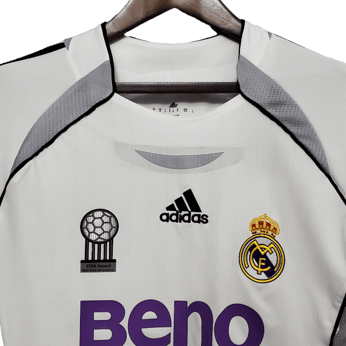 Real Madrid Retro Long Sleeve 2006/07 Home - JERSEYS4ALL